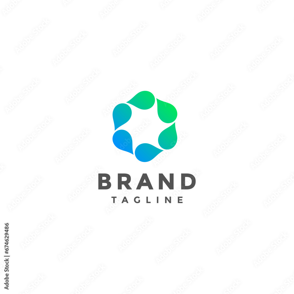 Simple Swirling Water Drops Logo Design. Six Water Drops Spinning to Form a Hexagon Symbol Design. Simple Swirling Water Drops Logo Design. Six Water Drops Spinning to Form a Hexagon Symbol Design.