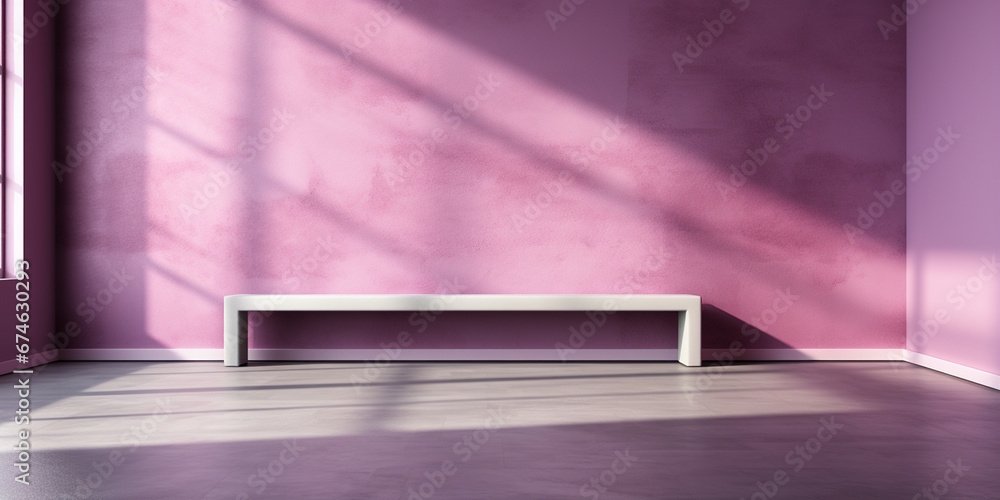 Purple background image, pink tones with a play of light and shadow on the wall and floor Purple background image, pink tones with a play of light and shadow on the wall and floor