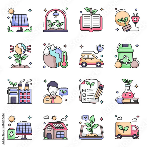 Pack of Eco Flat Icons 