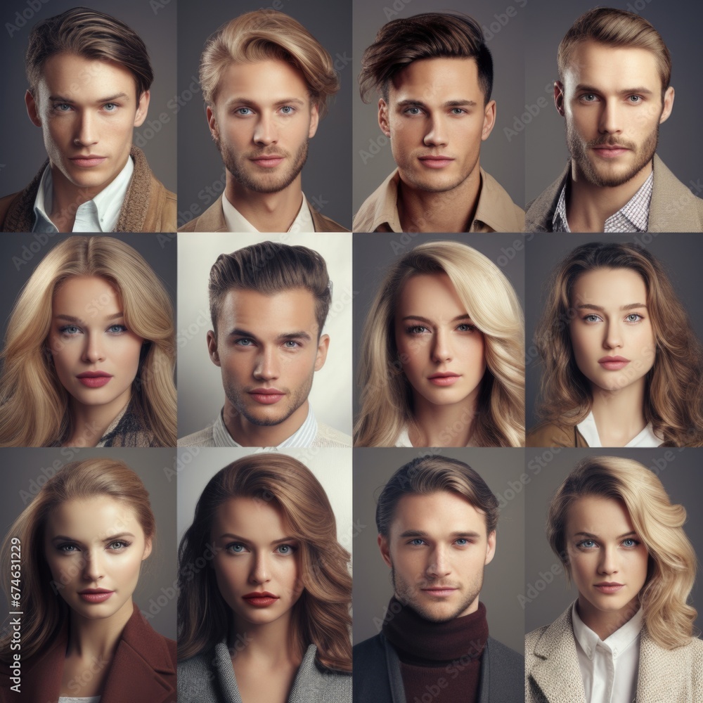 Portrait of a group of handsome stylish people in retro style. Collage Portrait of a group of handsome stylish people in retro style. Collage