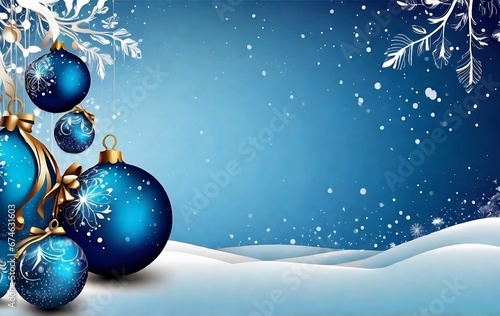 beautiful christmas 3d balls for christmas decorations on blue background banner for website   headers with text space for copy created with generative ai