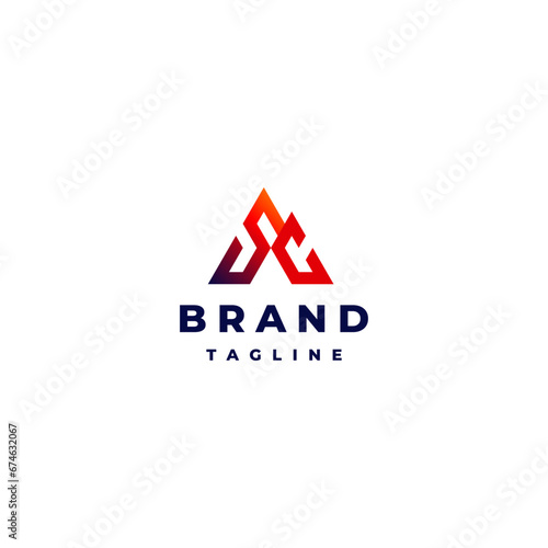 Initial Letter SC Forms a Mountain Symbol Design. Mountain symbol design from the initials letters S and C.