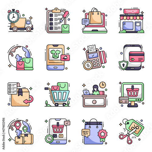 Pack of Shopping Flat Icons 

