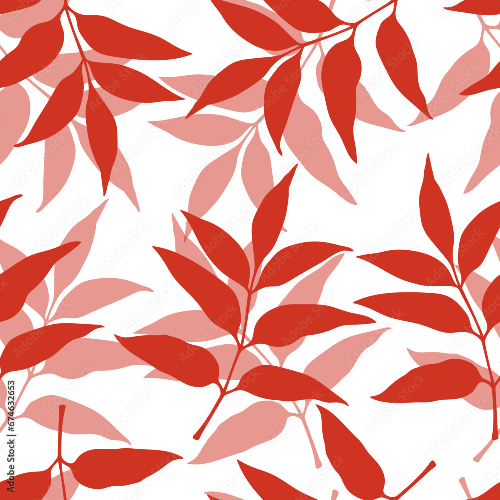 Autumn seamless pattern with red leaf silhouettes. Vector fall repeat pattern. Autumn seamless pattern with red leaf silhouettes. Vector fall repeat pattern.