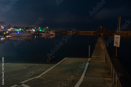 Marina Pier at Night Long Exposure Shot