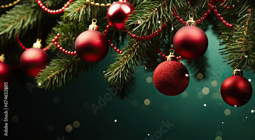 fir tree branches with decorations