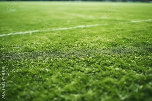 Textured green field within a soccer stadium