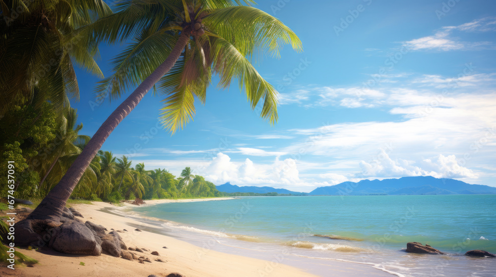 Tropical island beach on a sunny day