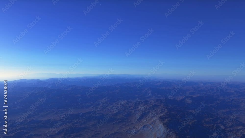 Mars landscape, 3d render animation of imaginary mars planet terrain and planets and starfield in a background. Science fiction animation.
Mars landscape, 3d render animation of imaginary mars planet terrain and planets and starfield in a background. Science fiction animation.
