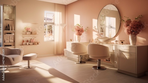 Functional and efficient salon room  A small but well-organized space that maximizes every inch of available space.