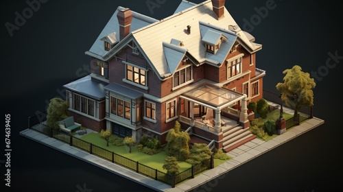 an isometric view of a house dating back to 1929, emphasizing its architectural elegance.