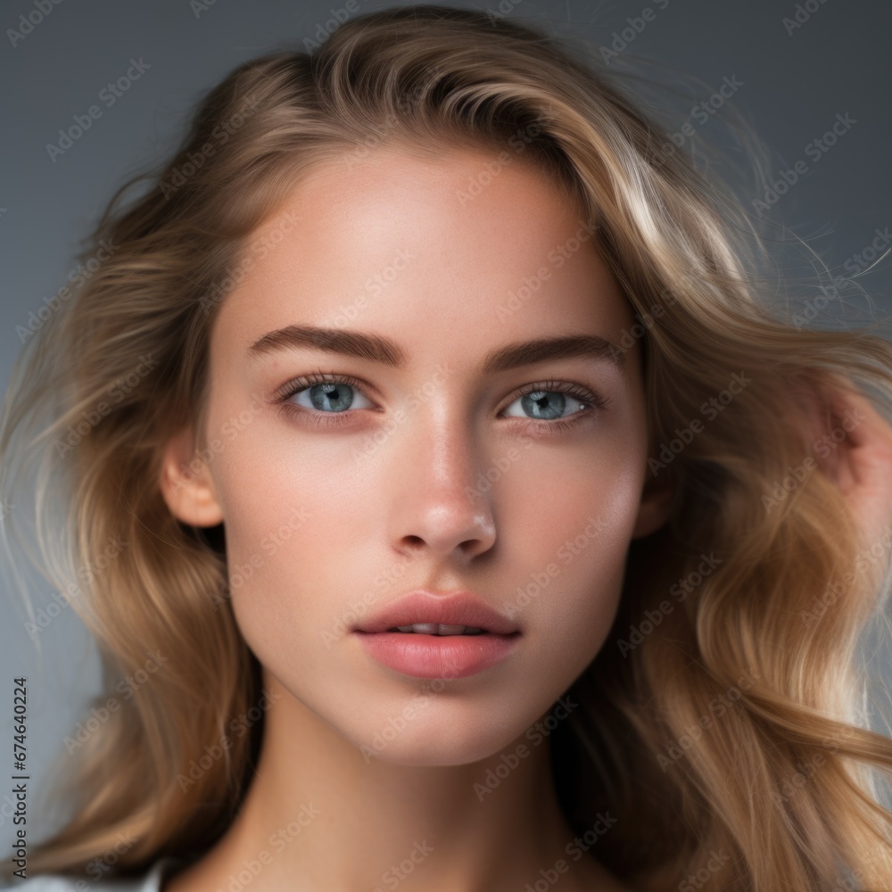 Close-up photo portrait of a beautiful charming woman with natural makeup Close-up photo portrait of a beautiful charming woman with natural makeup