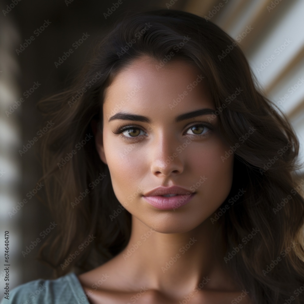 Close-up photo portrait of a beautiful charming woman with natural makeup Close-up photo portrait of a beautiful charming woman with natural makeup
