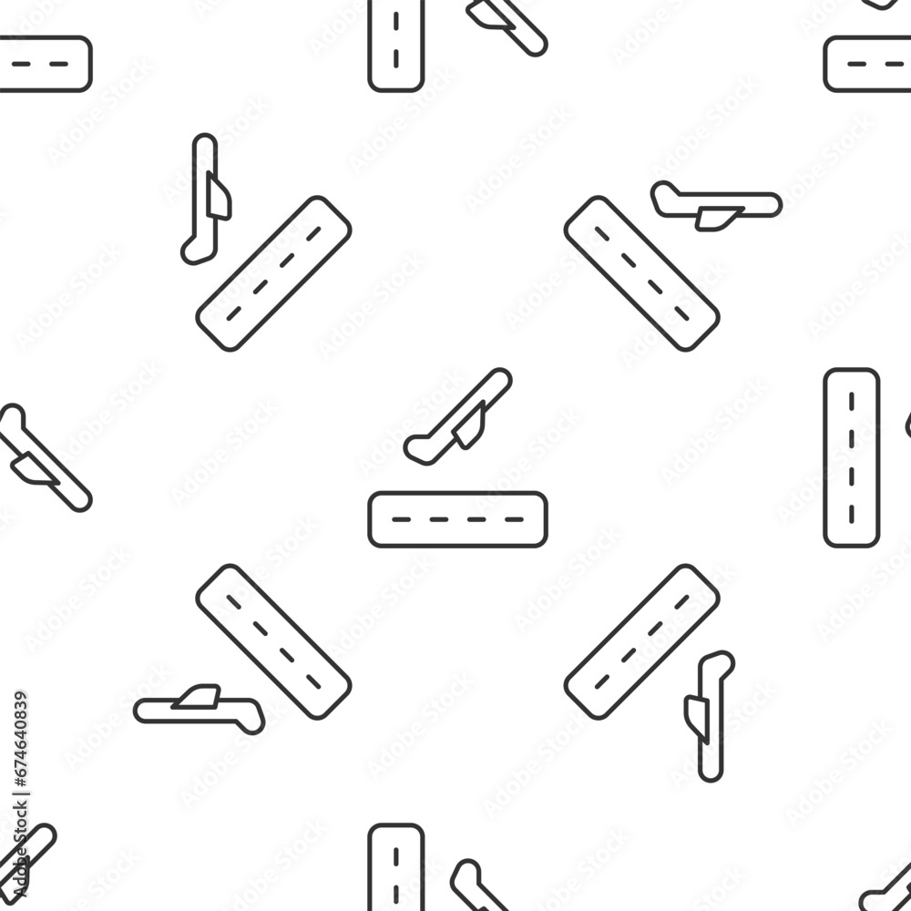 Grey line Plane takeoff icon isolated seamless pattern on white background. Airplane transport symbol. Vector Grey line Plane takeoff icon isolated seamless pattern on white background. Airplane transport symbol. Vector