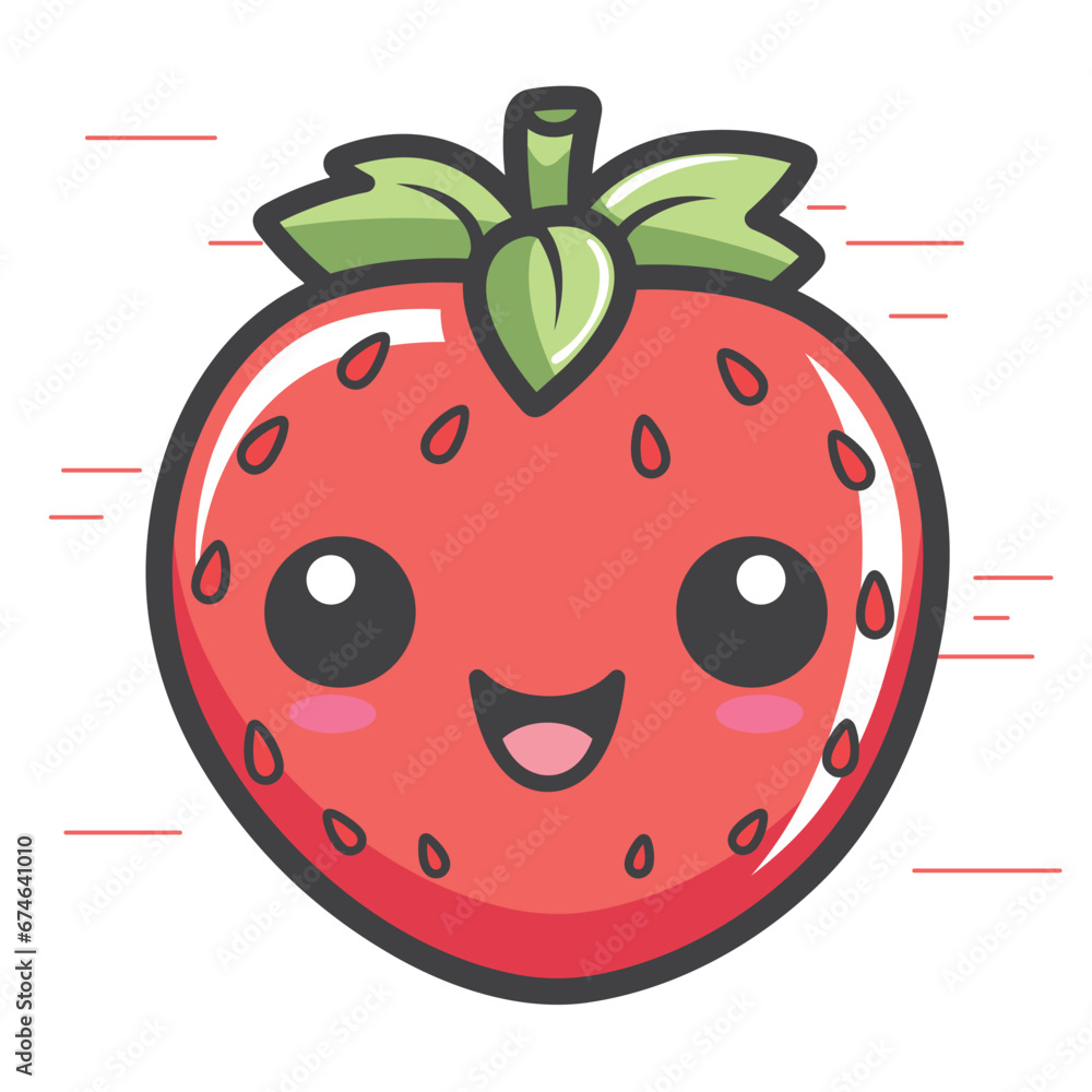 Cute Strawberrie fruit with happy face. Vector illustration Cute Strawberrie fruit with happy face. Vector illustration
