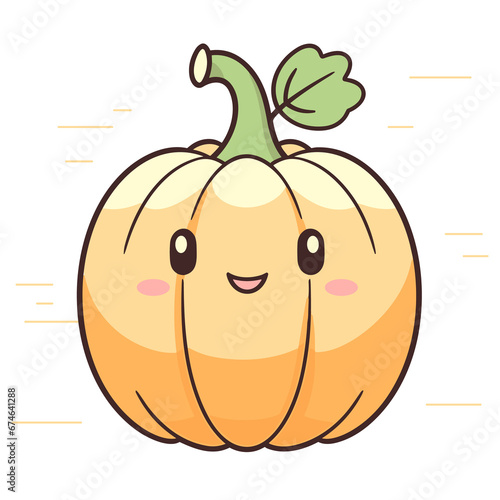 pumpkin Strawberrie fruit with happy face. Vector illustration