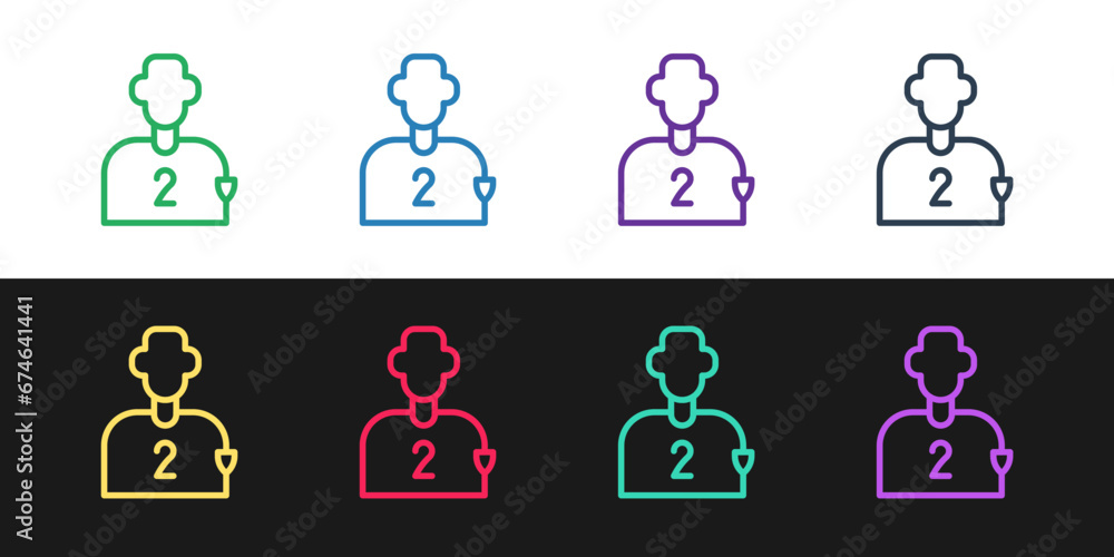 Set line Football or soccer player icon isolated on black and white background. Vector Set line Football or soccer player icon isolated on black and white background. Vector