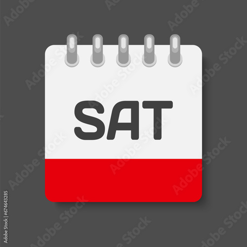 Template icon page calendar, day off week Saturday