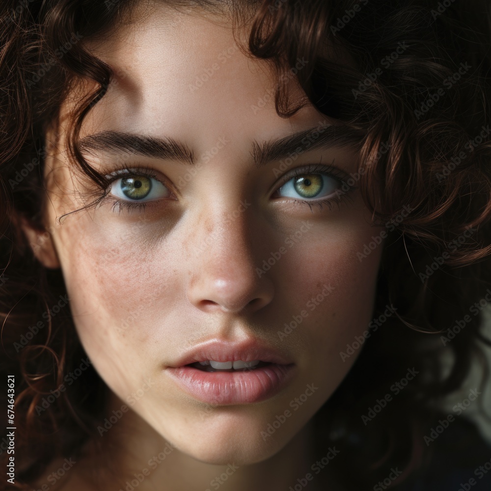 Obraz premium Close-up portrait of a beautiful charming woman. Style, beauty and fashion concept