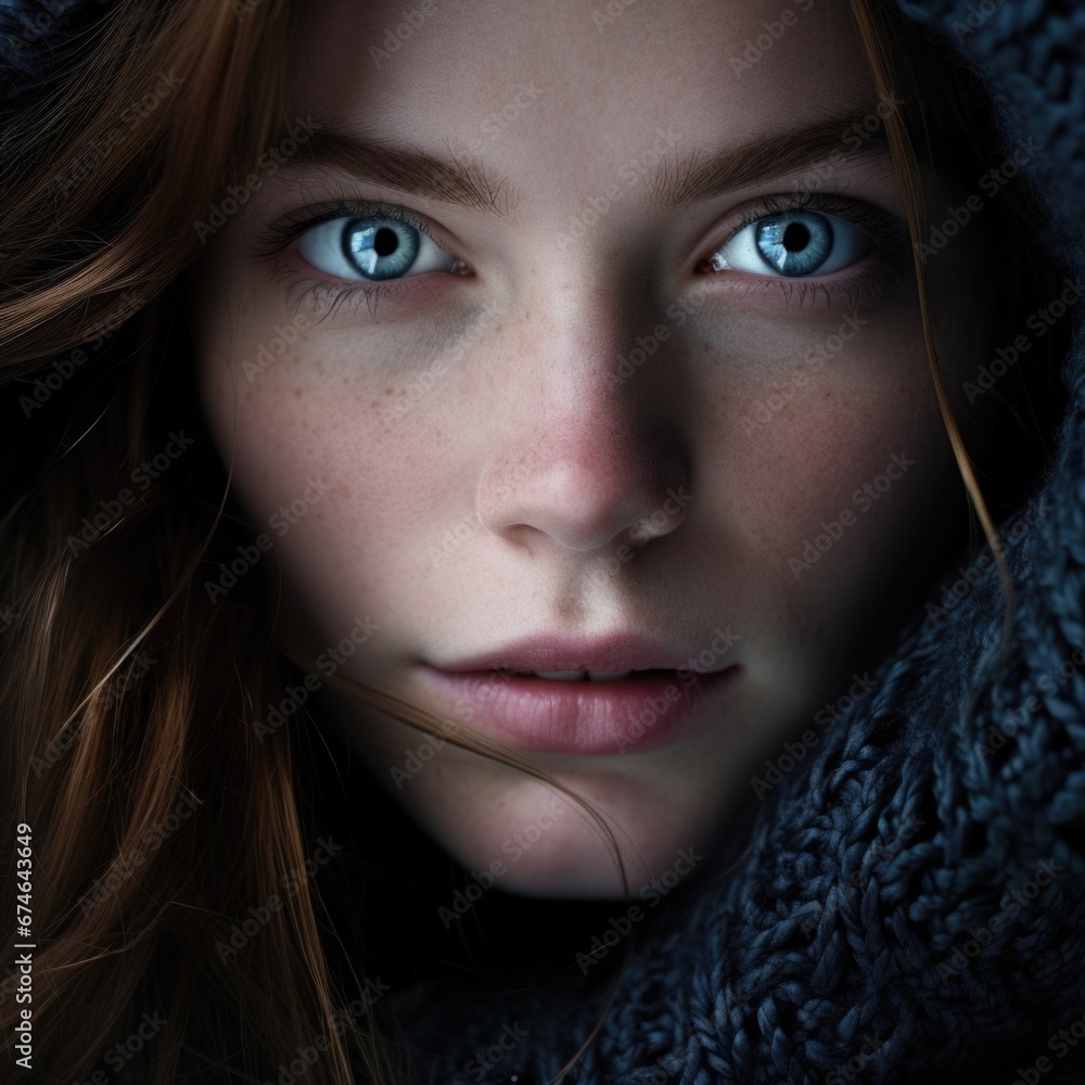 Close-up portrait of a beautiful charming woman. Style, beauty and fashion concept Close-up portrait of a beautiful charming woman. Style, beauty and fashion concept