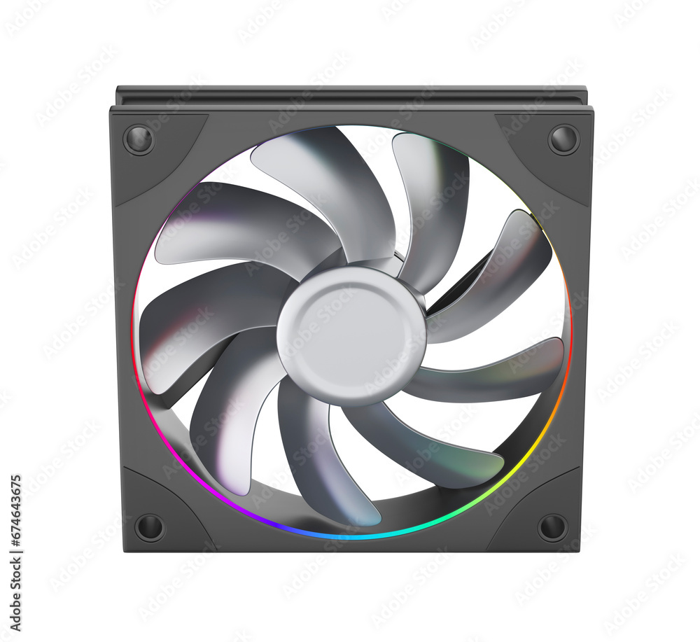 Computer fan with metal blades on transparent background Computer fan with metal blades on transparent background