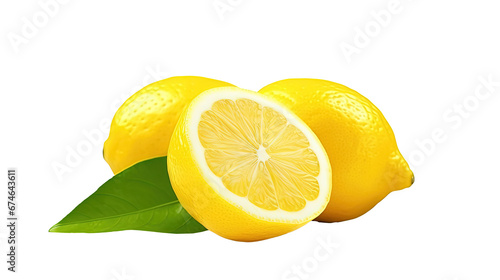 closeup of refreshing lemon isolated on clear png background and transparent background, AI generative.
