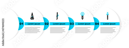 Set line Pipette, Hair dryer, Curling iron and Scissors icon. Vector