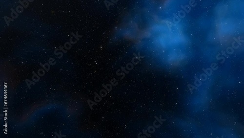 Flight through the galaxy, through the stars of the nebula in space. Colorful space background