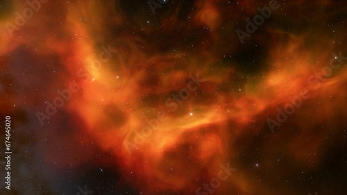 Flight through the galaxy, through the stars of the nebula in space. Colorful space background