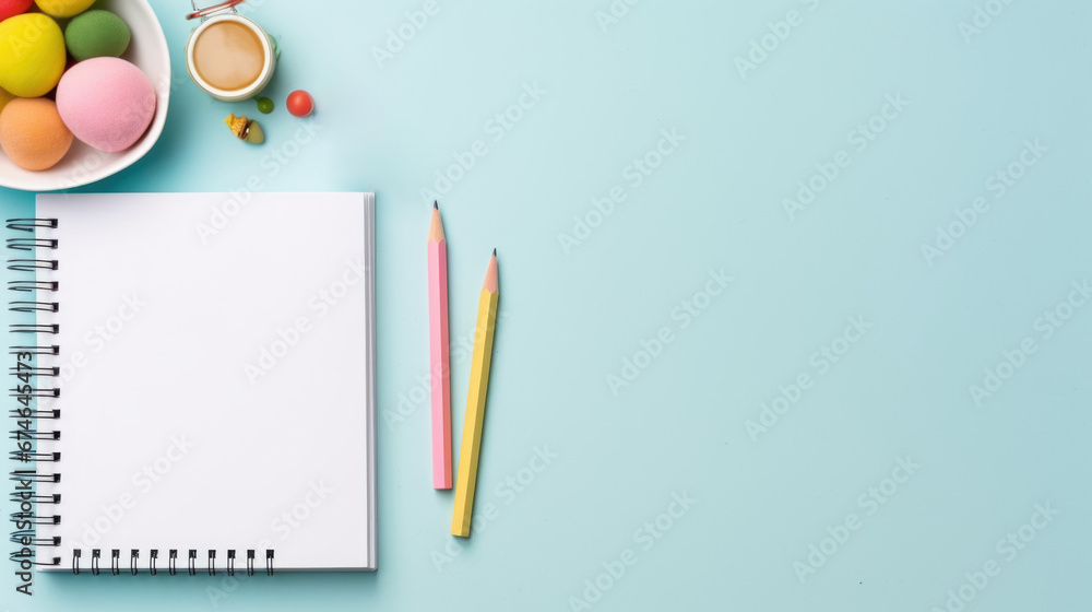 Office supplies on the desktop with space for text, close-up. School, work Office supplies on the desktop with space for text, close-up. School, work