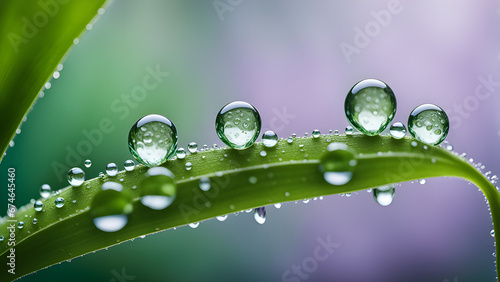 Macro image of water droplets on a furled plant