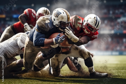 Football players colliding within an American football stadium © Emanuel