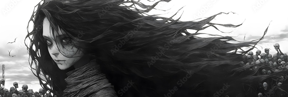 Fototapeta premium Horror Anime Manga style background design art