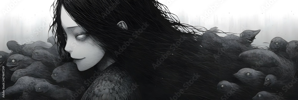 Fototapeta premium Horror Anime Manga style background design art