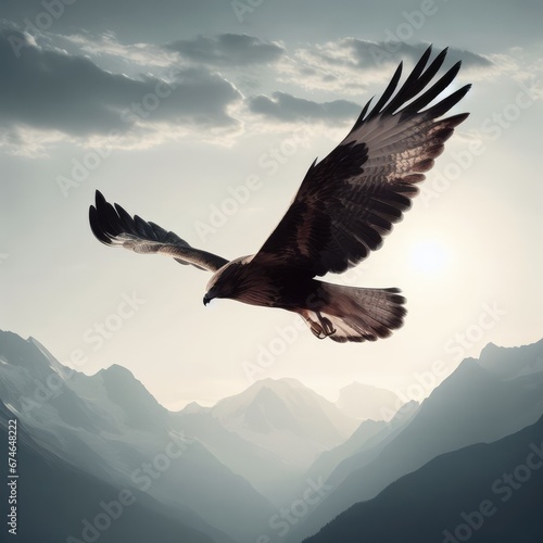 bird flying over the mountain animal background for social media © Садыг Сеид-заде