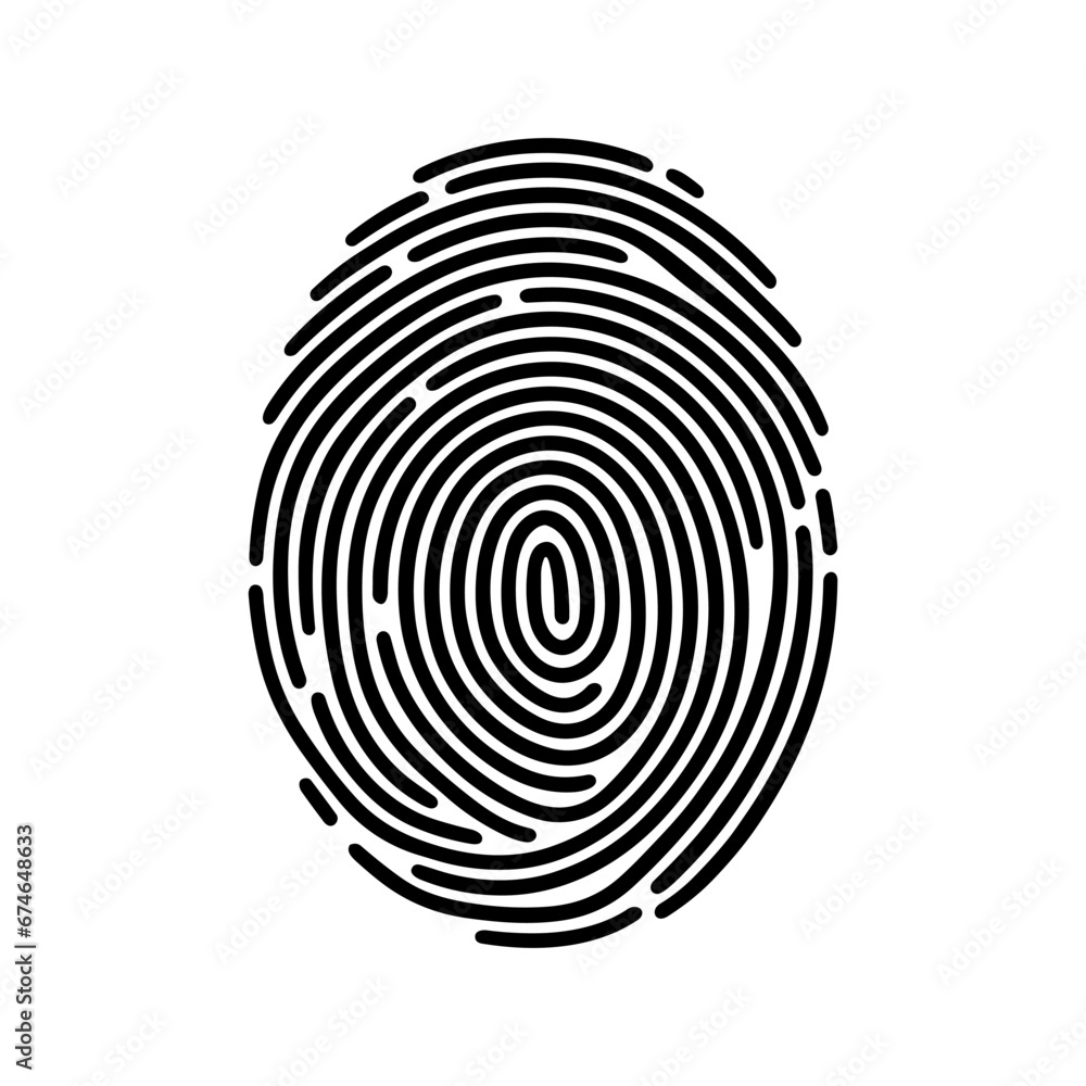 Fingerprint icon. Black fingerprint. Concept of fingerprint recognition Fingerprint icon. Black fingerprint. Concept of fingerprint recognition