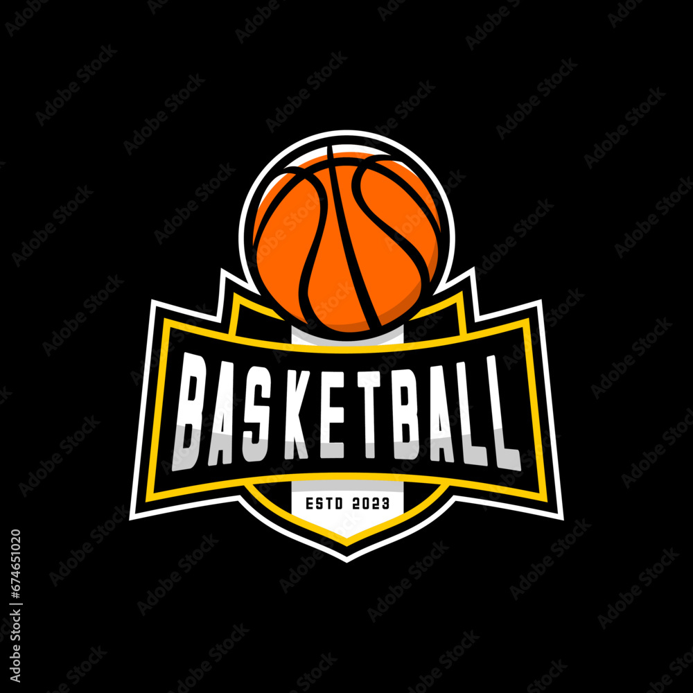 basketball logo with shield background	