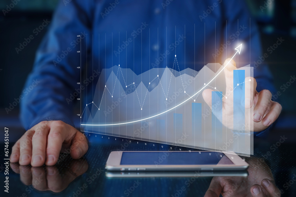 Financial chart showing growing revenue, high performance, successful ...