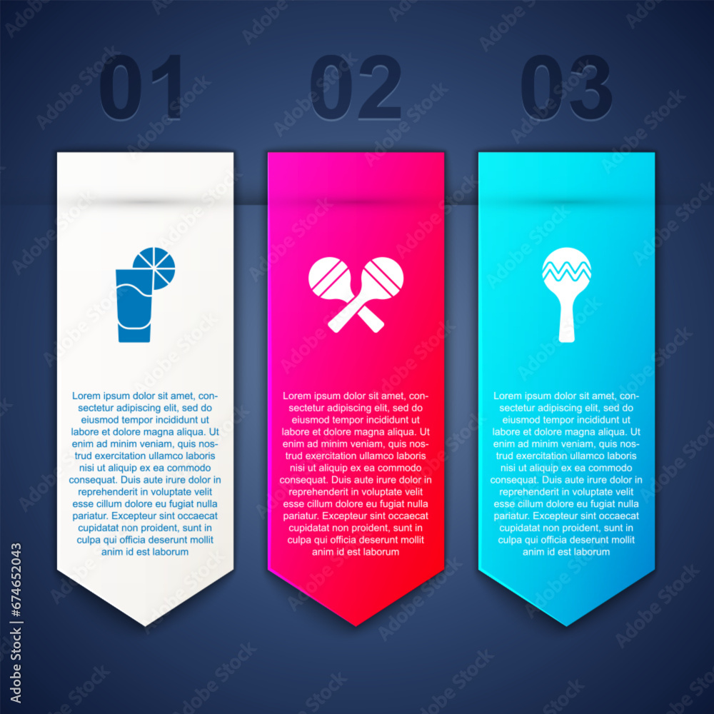 Set Tequila glass with lemon, Maracas and . Business infographic template. Vector Set Tequila glass with lemon, Maracas and . Business infographic template. Vector