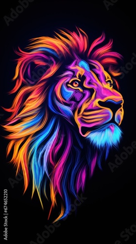 Neon art style Lion head