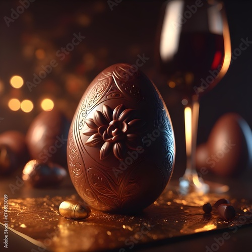 close up of a chocolate easter egg