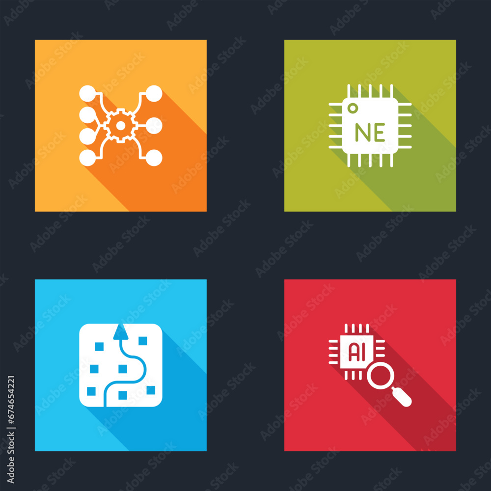 Set Neural network, Processor CPU, and icon. Vector Set Neural network, Processor CPU, and icon. Vector