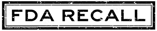 Grunge black FDA recall word square rubber stamp in white background