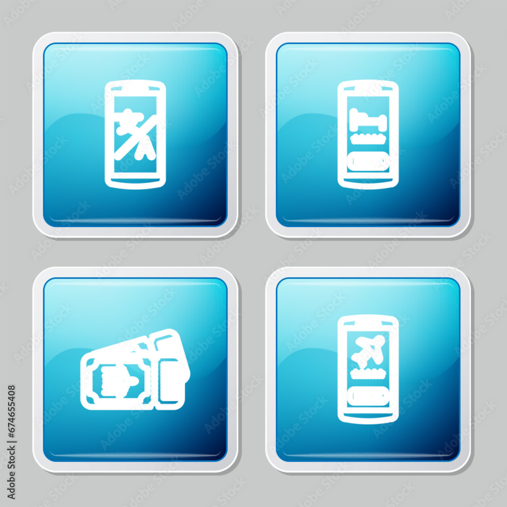 Set line Online translator, hotel booking, Airline ticket and Mobile with icon. Vector Set line Online translator, hotel booking, Airline ticket and Mobile with icon. Vector