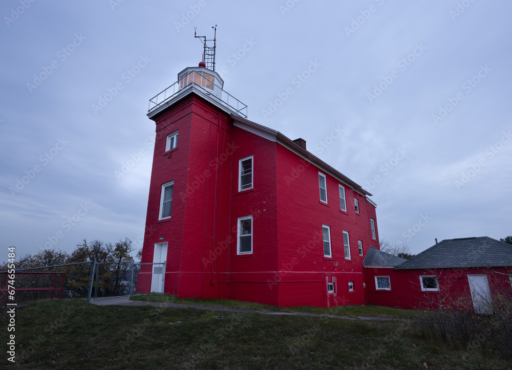 Marquette lighthouse on Lake Superior in Upper Peninsula of Michigan