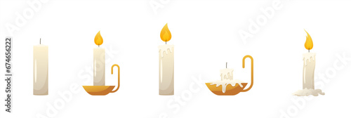 Candle vector isolated, vector set.