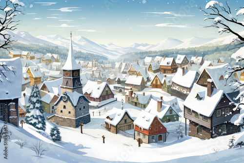 Beautiful cozy village in winter © terra.incognita
