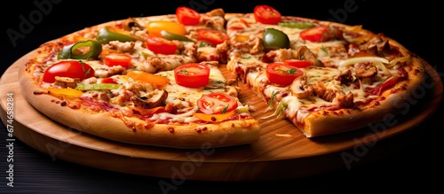 I enjoyed a delicious dinner at the local pizza restaurant where I savored a mouthwatering grilled pizza topped with melted cheese succulent meat red tomato slices and a variety of healthy 