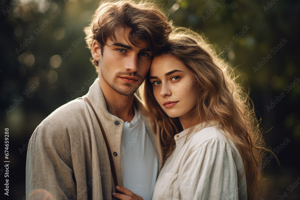 Generative AI image of happy beautiful couple enjoying time together Generative AI image of happy beautiful couple enjoying time together