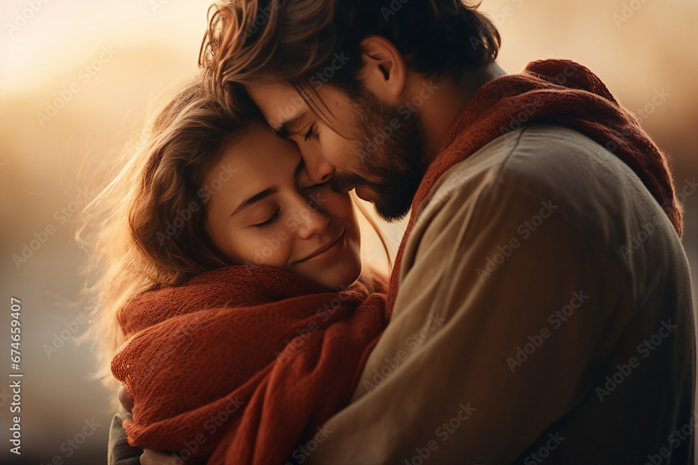 Generative AI image of beautiful cute young couple spending honeymoon vacation together Generative AI image of beautiful cute young couple spending honeymoon vacation together